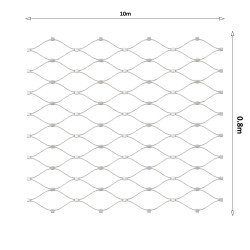 Lanková sieť, 0,8 x 10 m, oko 50 x 50 mm, o 2 mm, AISI 316 Lanková sieť, 0,8 x 10 m, oko 50 x 50 mm, o 2 mm, AISI 316